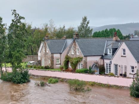 Flooded river alongside the Deeside in Aberdeenshire. Photo Credit - Rachel Helliwell Flooded river alongside the Deeside in Aberdeenshire. Photo Credit - Rachel Helliwell