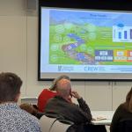 Richard Williams presenting river sediment infographic