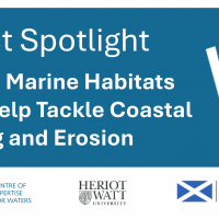 Project spotlight Scottish Marine Habitats Could Help Tackle Coastal Flooding and Erosion with CREW, Heriot Watt and Scottish Government logos