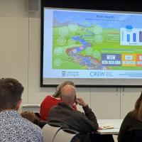 Richard Williams presenting river sediment infographic