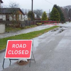 Flooding across a road
